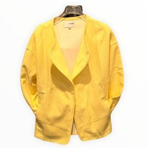 JOA Canary Bright Yellow Collared Duster Oversized Cardigan Shirt Jacket Sz M